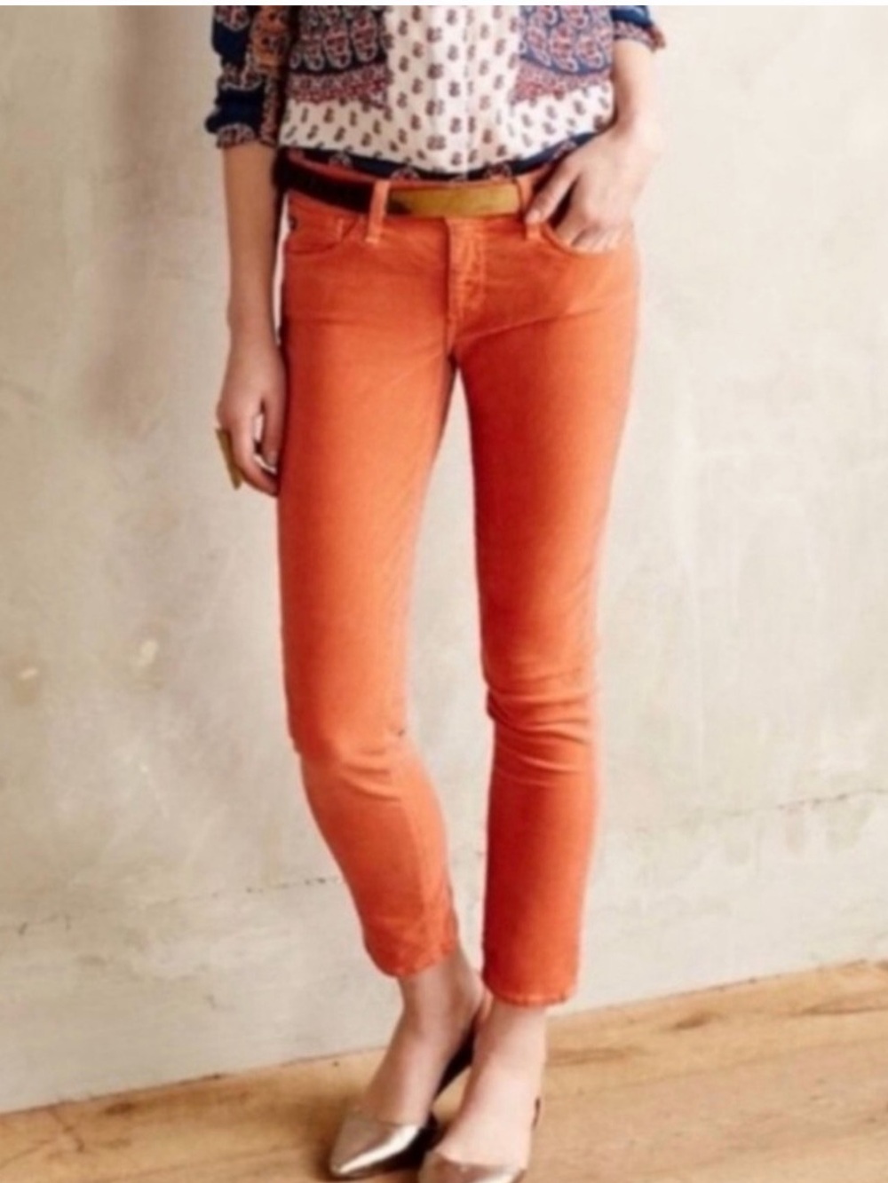 Earnest Sewn Orange Skinny Ankle Jeans